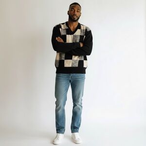 Countess Mara Large Checkerboard Angora Wool Sweater Retro Streetwear Normcore